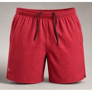 Rhone Men's Medium Lined Running Shorts Red Athletic Stretch Zip Pocket 5" Gym